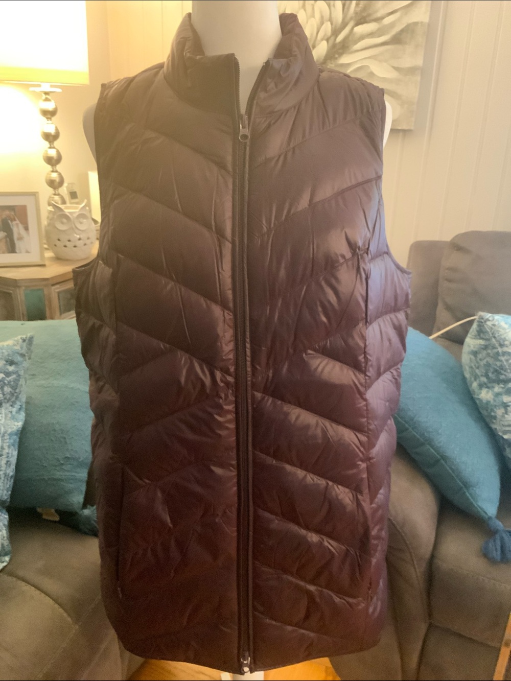 J. Jill Quilted Down Puffer Jacket - Burgundy